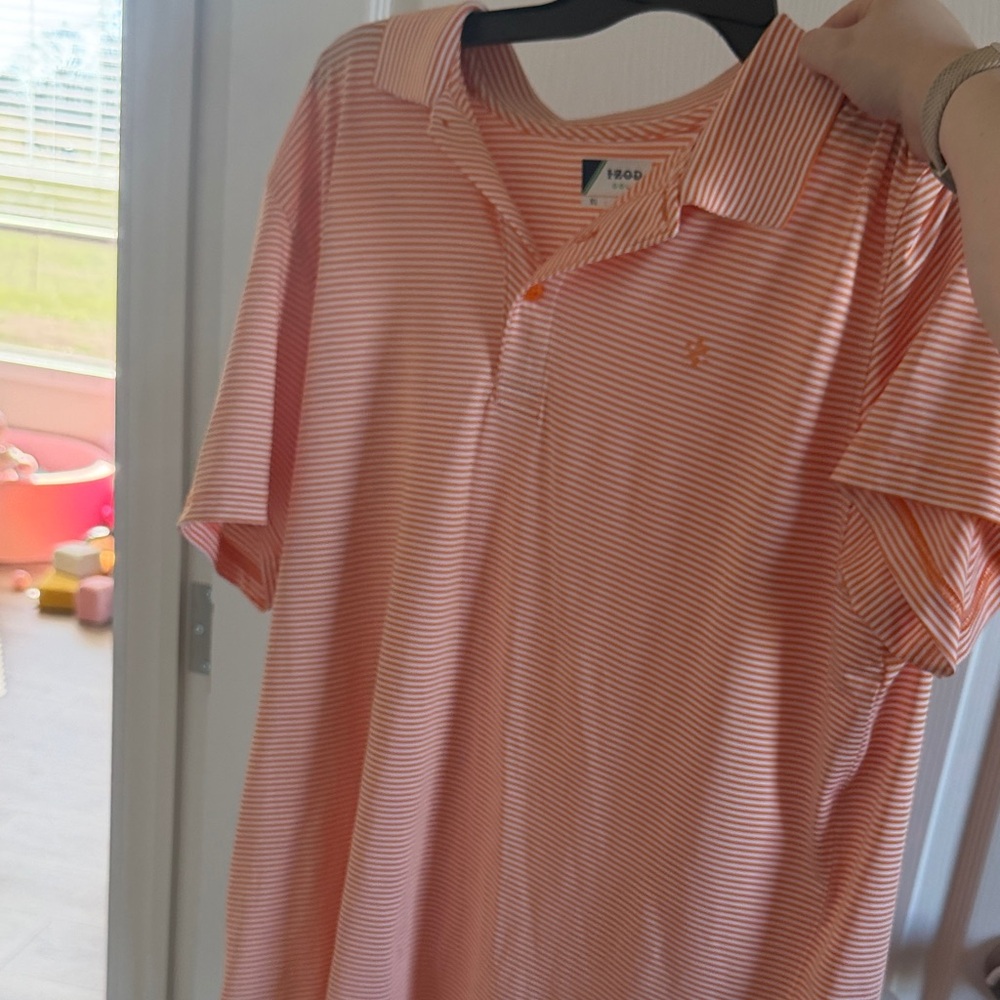 Izod Coral Striped Polo Shirt